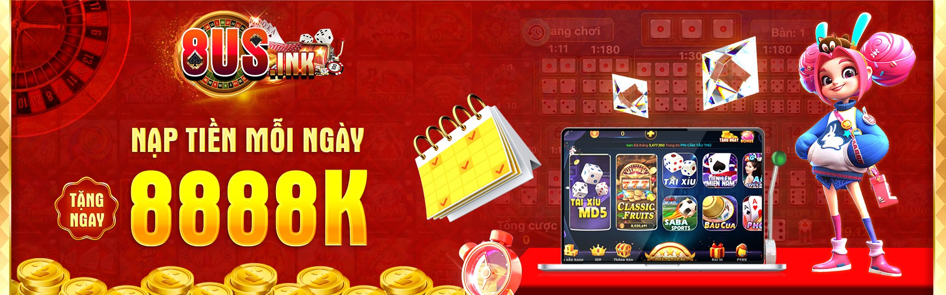 Nạp tiền 8us mỗi ngày nhận ngay quà khủng